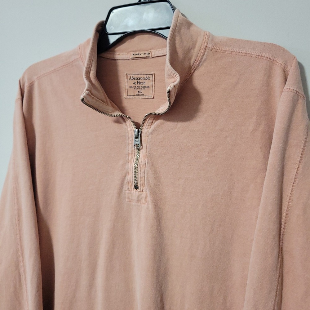 Vintage Abercrombie & Fitch 1/4 Zip Pullover Shirt Mens XXL Orange Garment Dyed